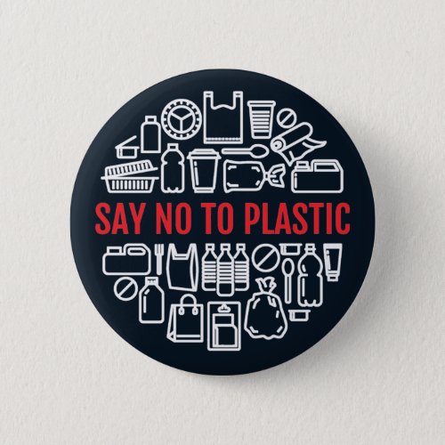 Say No To Plastic Earth Day Button