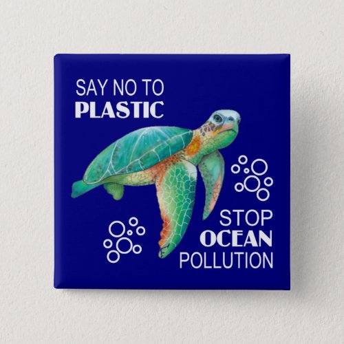 Say No To Plastic Earth Day Button