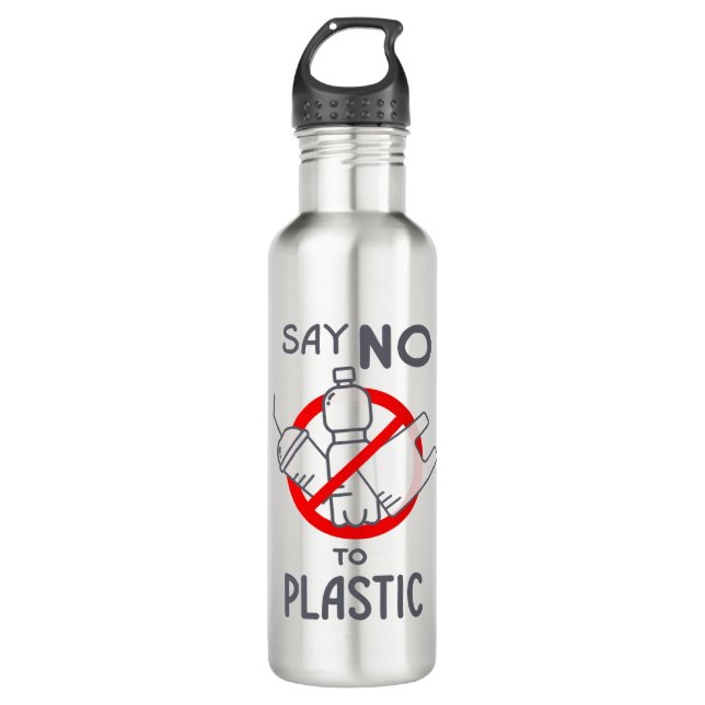 Say No To Plastic Stainless Steel Water Bottle (Front)
