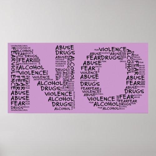 Say No to Violence Abuse Drugs Alcohol  Fear Poster