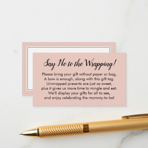 Say No to Wrapping Baby Shower Blush Gift Card
