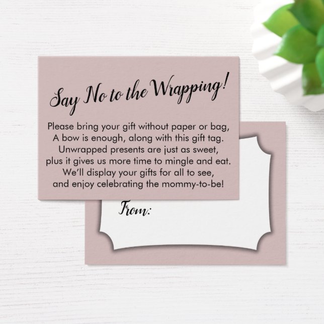 Say No to Wrapping Baby Shower Dusty Rose Card (Desk)