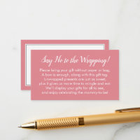 Say No to Wrapping Baby Shower Pink Gift Card