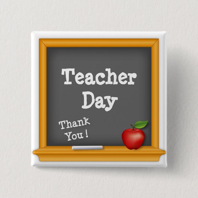 Say Thank You on Teacher Day Button (Front)