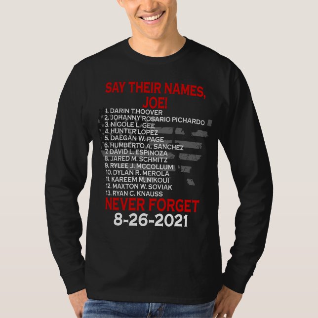 Say Their Names Joe Names of Fallen Soldiers 13 T-Shirt (Front)