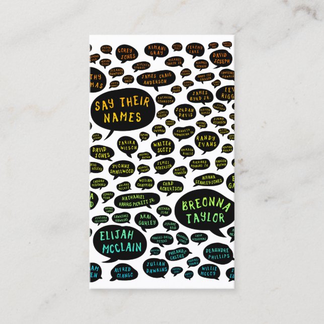 say their names rainbow business card (Front)