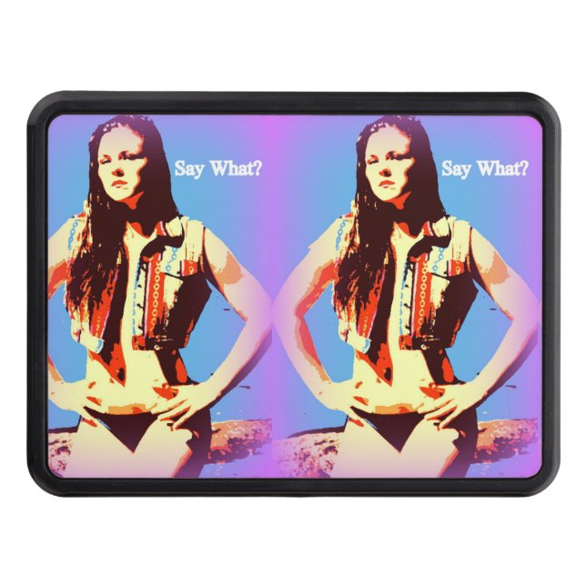 say what bikini girl trailer hitch cover (Front)
