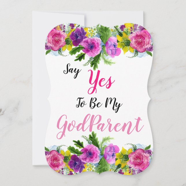 Say Yes to Being My Godparent Proposal Floral Announcement (Front)