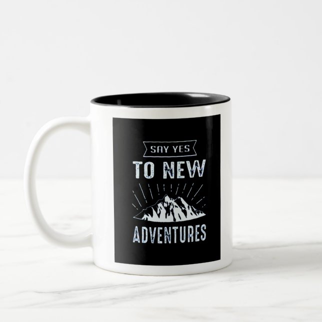 SAY YES TO NEW ADVENTURE Two-Tone COFFEE MUG (Left)