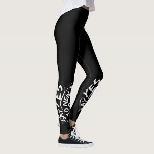 Say Yes To New Experiences (White Text) Leggings