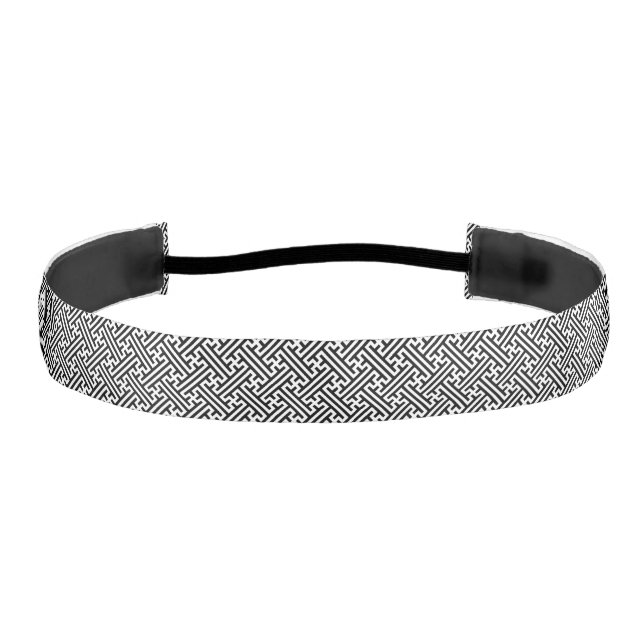 Sayagata pattern, Japanese, Black and White Athletic Headband (Front)