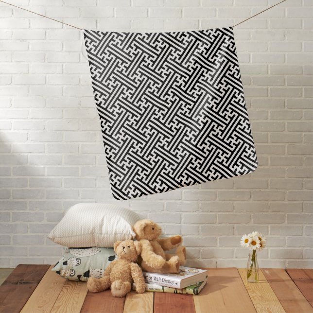 Sayagata pattern, Japanese, Black and White Baby Blanket (In Situ)