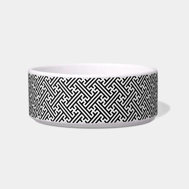 Sayagata pattern, Japanese, Black and White Bowl (Front)