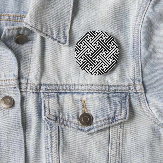 Sayagata pattern, Japanese, Black and White Button (In Situ)
