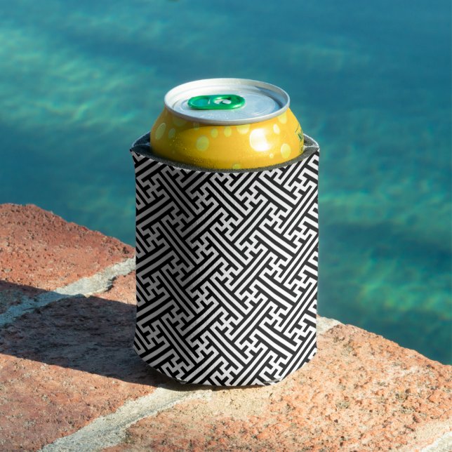Sayagata pattern, Japanese, Black and White Can Cooler (In Situ Pool)
