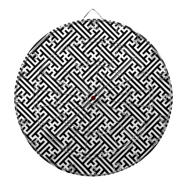 Sayagata pattern, Japanese, Black and White Dart Board (Front)
