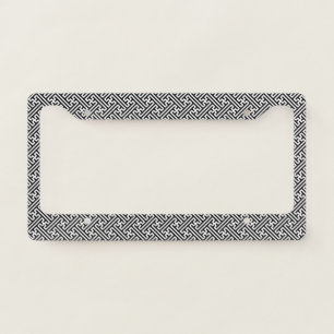 Sayagata pattern, Japanese, Black and White License Plate Frame
