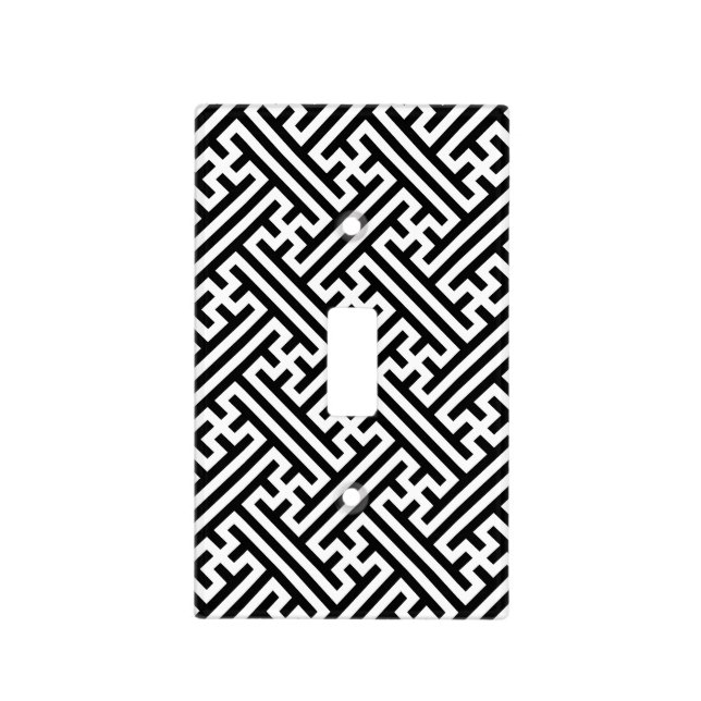 Sayagata pattern, Japanese, Black and White Light Switch Cover (Front)
