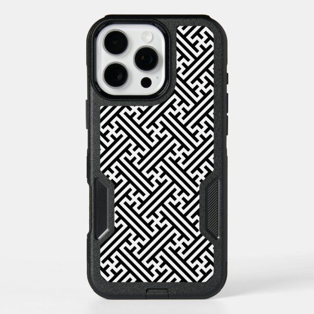 Sayagata pattern, Japanese, Black and White Otterbox iPhone Case (Back)