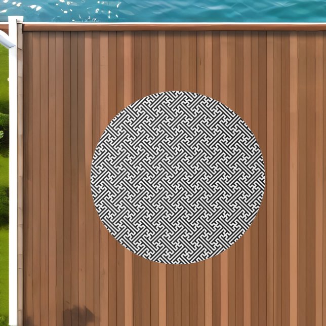 Sayagata pattern, Japanese, Black and White Outdoor Rug (Insitu (Outdoor 1))