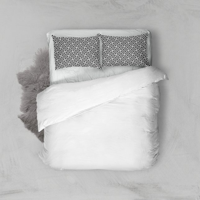 Sayagata pattern, Japanese, Black and White Pillow Case (Creator Uploaded)