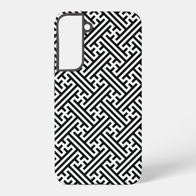 Sayagata pattern, Japanese, Black and White Samsung Galaxy Case (Back)