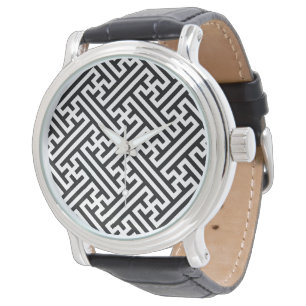 Sayagata pattern, Japanese, Black and White Watch