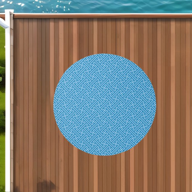 Sayagata pattern, Japanese, Blue and Baby Blue Outdoor Rug (Insitu (Outdoor 1))