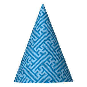 Sayagata pattern, Japanese, Blue and Baby Blue Party Hat