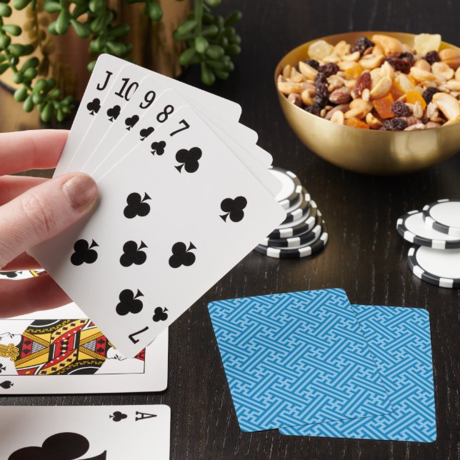 Sayagata pattern, Japanese, Blue and Baby Blue Poker Cards (In Situ)