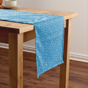 Sayagata pattern, Japanese, Blue and Baby Blue Short Table Runner
