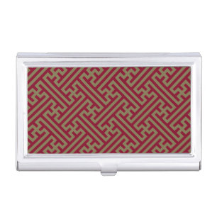 Sayagata pattern, Japanese, Burgundy and Gold Business Card Case