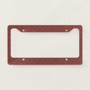 Sayagata pattern, Japanese, Burgundy and Gold License Plate Frame