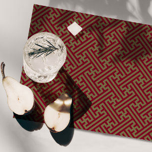 Sayagata pattern, Japanese, Burgundy and Gold Placemat