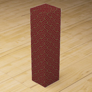Sayagata pattern, Japanese, Burgundy and Gold Wine Box