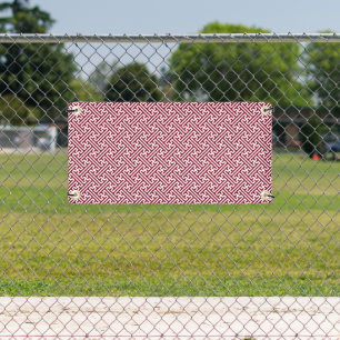 Sayagata pattern, Japanese, Burgundy and White Banner