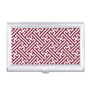 Sayagata pattern, Japanese, Burgundy and White Business Card Case