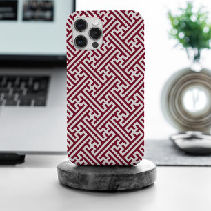 Sayagata pattern, Japanese, Burgundy and White  iPhone 15 Pro Max Case