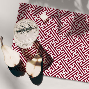 Sayagata pattern, Japanese, Burgundy and White Cloth Placemat