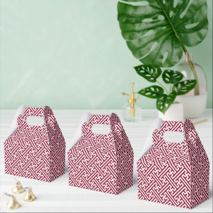 Sayagata pattern, Japanese, Burgundy and White  Favor Boxes