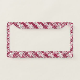 Sayagata pattern, Japanese, Burgundy and White  License Plate Frame