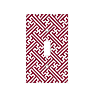 Sayagata pattern, Japanese, Burgundy and White  Light Switch Cover