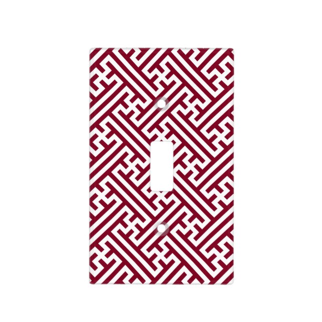 Sayagata pattern, Japanese, Burgundy and White  Light Switch Cover (Front)