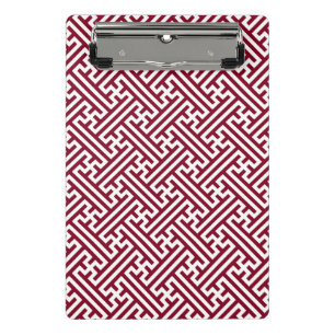 Sayagata pattern, Japanese, Burgundy and White Mini Clipboard
