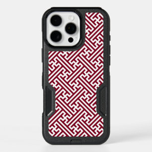Sayagata pattern, Japanese, Burgundy and White iPhone 16 Pro Max Case
