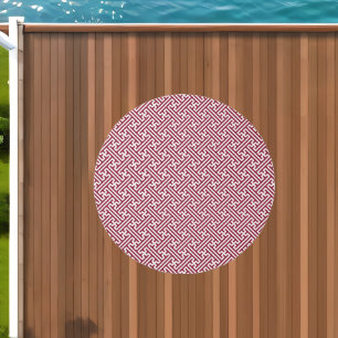 Sayagata pattern, Japanese, Burgundy and White Outdoor Rug