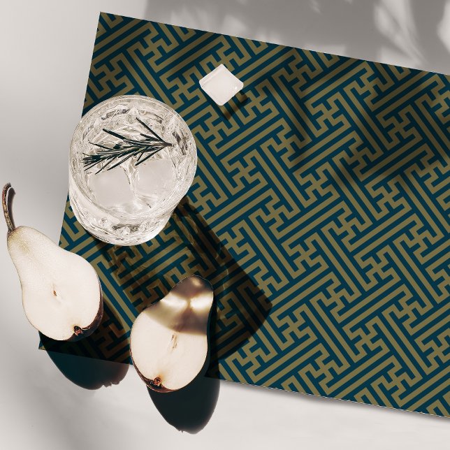 Sayagata pattern, Japanese, Gold and Navy Blue Cloth Placemat (Creator Uploaded)