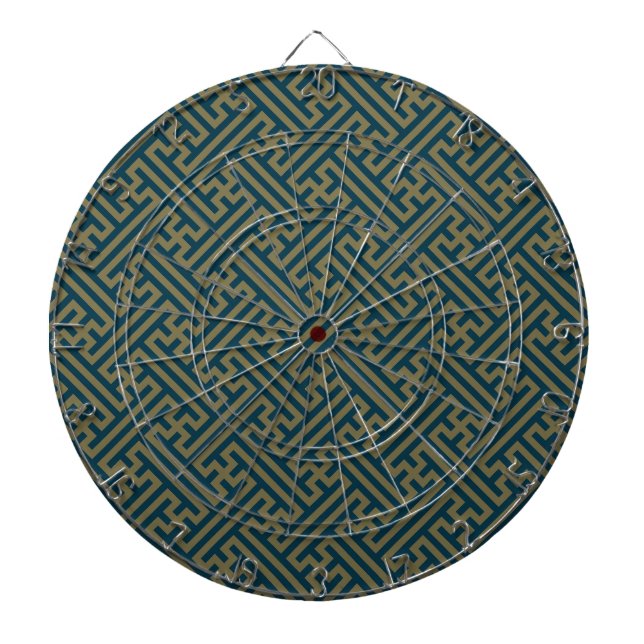 Sayagata pattern, Japanese, Gold and Navy Blue Dart Board (Front)