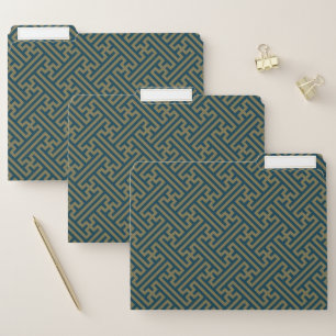 Sayagata pattern, Japanese, Gold and Navy Blue File Folder