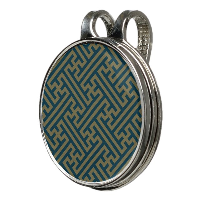 Sayagata pattern, Japanese, Gold and Navy Blue Golf Hat Clip (3/4)